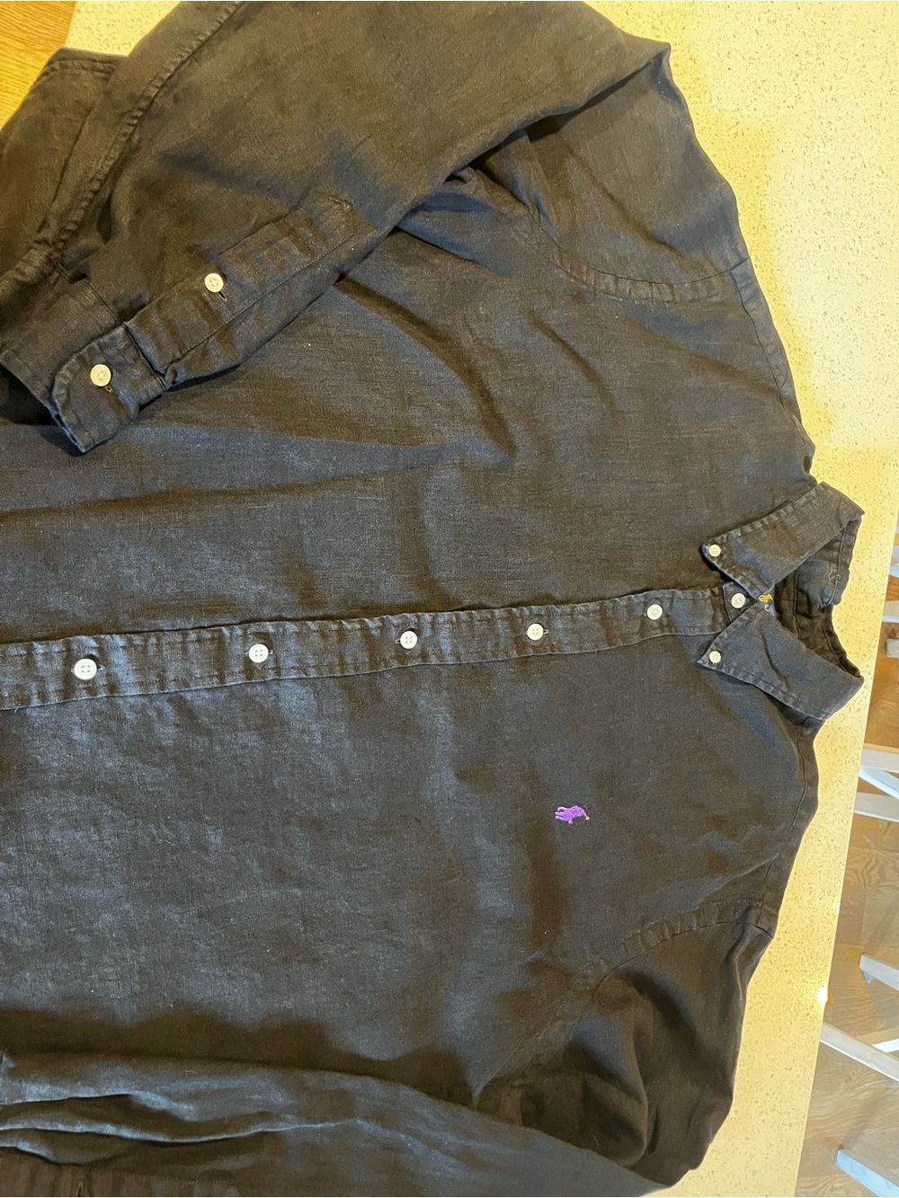 Ralph Lauren Black Button-Down Shirt with Purple Pony